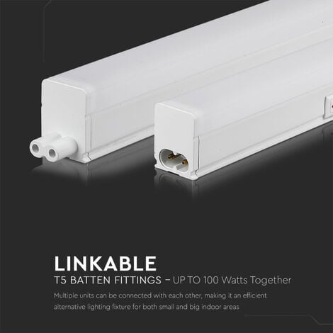 V-TAC Plafoniera LED Chip Samsung Lineare 16W 120cm Raccordabile con Interruttore 3000K