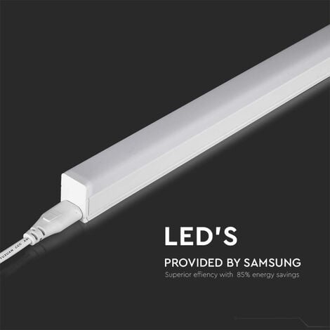 V-TAC Plafoniera LED Chip Samsung Lineare 16W 120cm Raccordabile con Interruttore 3000K