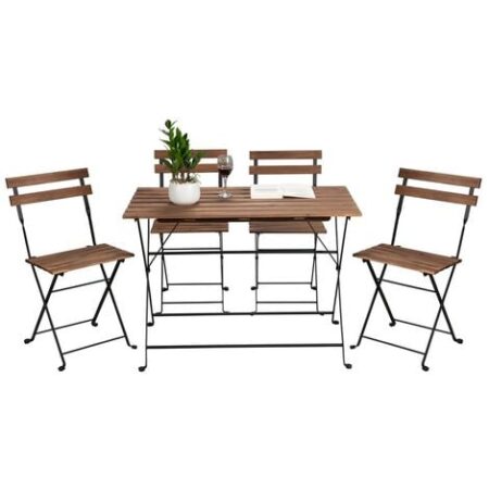 Set tavolino e quattro sedie da giardino modello Bistrot nero