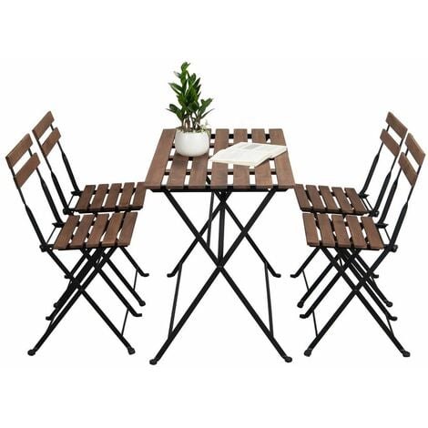 Set tavolino e quattro sedie da giardino modello Bistrot nero