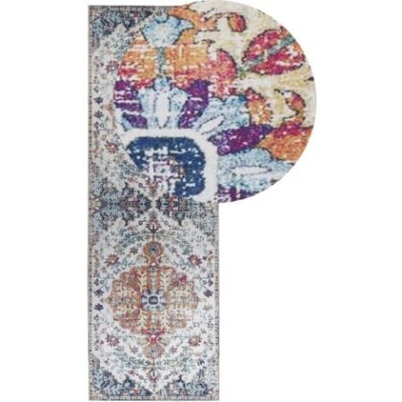Tappeto vintage con motivo orientale invecchiato corridoio 80 x 240 cm multicolore Enayam