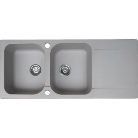 Essebagno Lisse lavello reversibile 2 vasche 1 sgocciolatoio in resina grigio
