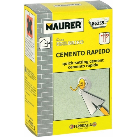 Cemento Rapido 5 Kg Maurer per Fissaggio di Zanche, Tasselli, Piastrelle e Tubi