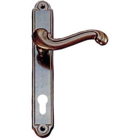 Maniglia barocco con placca in ottone foro yale - mm.90