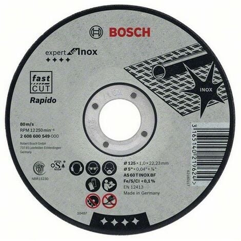 Disco da taglio BOSCH EXPERT con mozzo piatto Acciaio inox speciale 125X1.0 MM - 2608600549