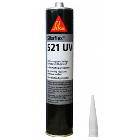 Sika - Sikaflex 521 UV, Nero - Sigillante resistente agli agenti atmosferici - Per interno ed esterni - Privo di isocianati - 300ml