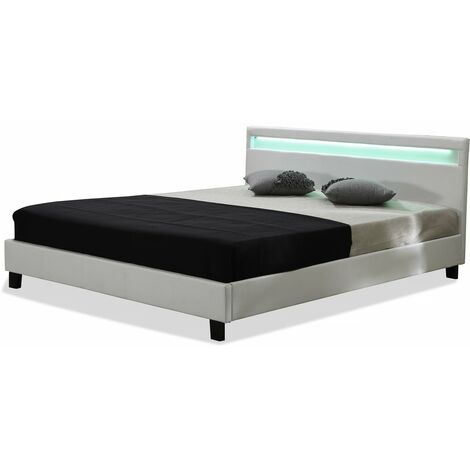 Letto con led "Maria" - 140 x 190 cm - Bianco