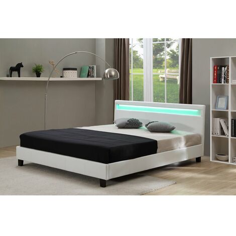 Letto con led "Maria" - 140 x 190 cm - Bianco
