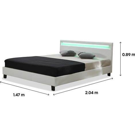 Letto con led "Maria" - 140 x 190 cm - Bianco