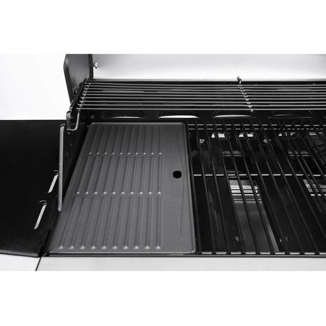 Barbecue a gas con LED Bingo 4 - 4 fuochi di cui 1 laterale - 14kW + Fodera di protezione - Argento