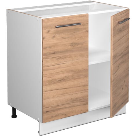 Mobile lavello cucina Fame-Line, Quercia dorata, 80 cm con ripiano, senza piano di lavoro, Vicco
