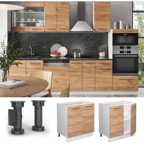 Mobile lavello cucina Fame-Line, Quercia dorata, 80 cm con ripiano, senza piano di lavoro, Vicco