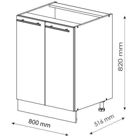 Mobile lavello cucina Fame-Line, Quercia dorata, 80 cm con ripiano, senza piano di lavoro, Vicco