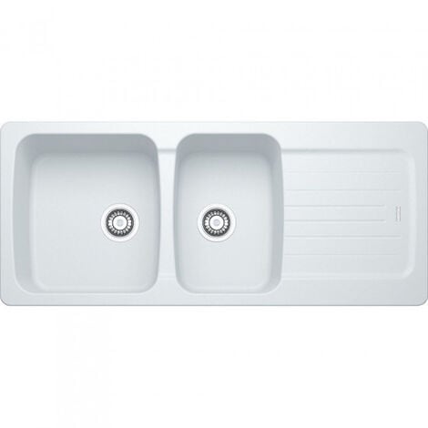 Franke Aveta AVD 621 Lavello 116x50cm con doppia vasca e gocciolatoio reversibile, Fradura, Bianco (AVD621B)