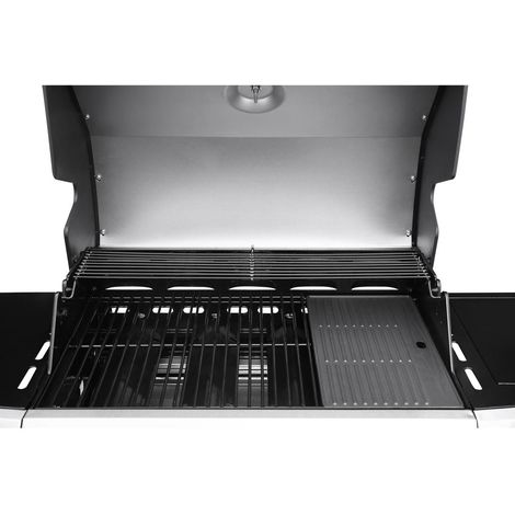Barbecue a gas Bingo 5 - 5 piastre di cui 1 laterale - 15.2kW + Fodera di protezione - Argentato con LED