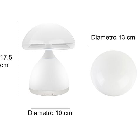 Lampada notturna da tavolo touch Led Rgb Fungo 7 Colori Ricaricabile HC868