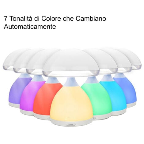 Lampada notturna da tavolo touch Led Rgb Fungo 7 Colori Ricaricabile HC868
