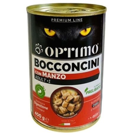 OPTIMO BOCCONCINI PER GATTO AL GUSTO DI MANZO DA 400 GR