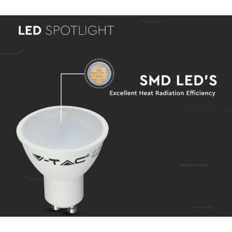 V-Tac VT-1975 Lampadina Spot LED 4.5W faretto GU10 satinato luce bianco naturale 4000K - 211686