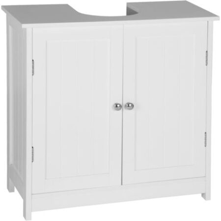 WOLTU Armadietto da Bagno Sotto Lavello Mobile bagno con Ante e Ripiano Interno Bianco