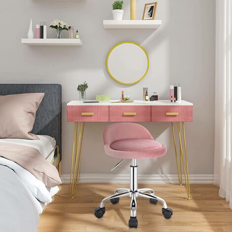 WOLTU Sedia da Ufficio Ergonomica Scrivania Sedia da Lavoro Girevole in Velluto Rosa