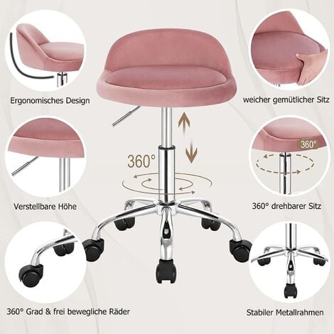 WOLTU Sedia da Ufficio Ergonomica Scrivania Sedia da Lavoro Girevole in Velluto Rosa
