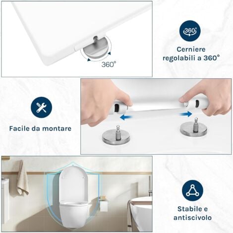 WOLTU Copriwater Sedile WC Universale Coperchio con Chiusura Ammortizzata Soft