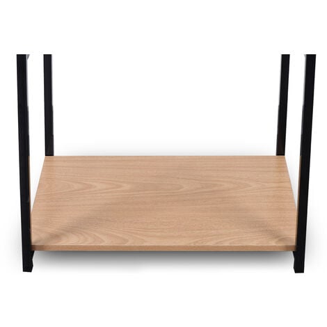WOLTU Stand Appendiabiti Attaccapanni Guardaroba Scaffale a 3 Ripiani Portabiti Legno+Nero
