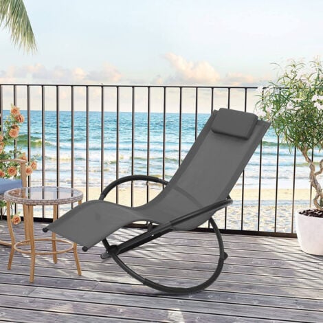 WOLTU Sedia Sdraio a Dondolo Relax Poltrona Swing Traspirante da Balcone Campeggio Grigio