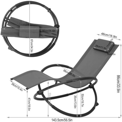 WOLTU Sedia Sdraio a Dondolo Relax Poltrona Swing Traspirante da Balcone Campeggio Grigio