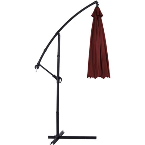 Ombrellone Giardino Decentrato 3x3 Mt Rosso Vino Palo Alluminio Gazebo Piscina