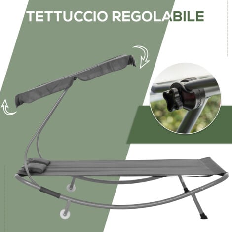 Outsunny Lettino Prendisole 2 Posti,Tettuccio Regolabile e Cuscini