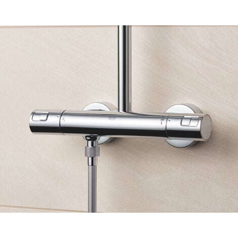 Grohe Colonna doccia Vitalio Start Ecojoy con miscelatore termostatico, soffione da 250 mm, doccetta a 2 getti, cromo (26816000)