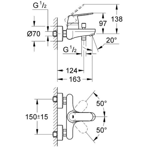 Miscelatore monocomando Grohe Eurosmart Cosmopolitan per vasca-doccia 32831000