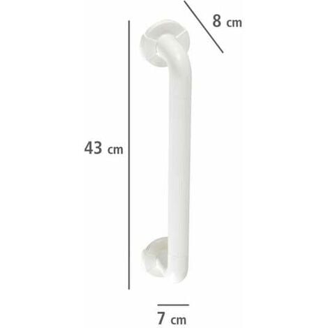 WENKO Maniglia di sicurezza da parete Secura 43 cm, barra di sostegno per bagno e WC, installazione senza foratura, alluminio, 43x7x8 cm, Bianco