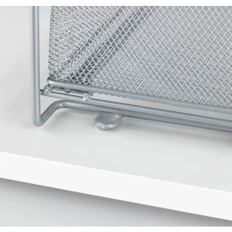 WENKO Scaffale a cassetti Gioma Argento, 2 piani, Argento opaco, Metallo rivestito a polvere opaco argento