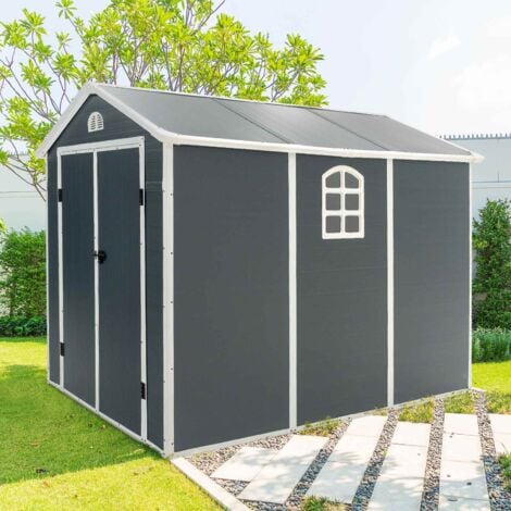 Casetta in Resina per Esterni Gardiun New Fiorella 5,32m² 188x278x225 cm Finestre Laterali e Prese d'Aria Antracite/Bianco