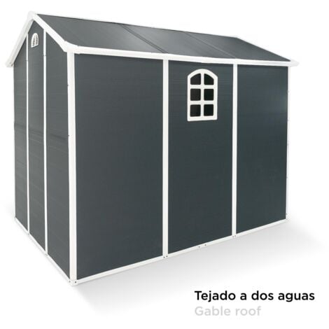 Casetta in Resina per Esterni Gardiun New Fiorella 5,32m² 188x278x225 cm Finestre Laterali e Prese d'Aria Antracite/Bianco