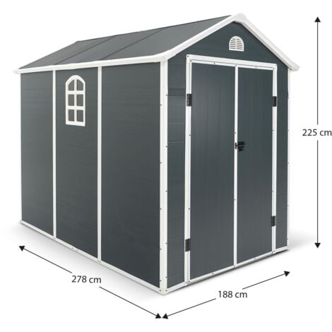 Casetta in Resina per Esterni Gardiun New Fiorella 5,32m² 188x278x225 cm Finestre Laterali e Prese d'Aria Antracite/Bianco