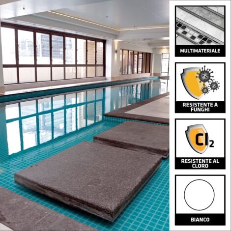 Sika - Sikasil Pool, Bianco - Sigillante siliconico per giunti di piscine - Monocomponente - Alta resistenza al cloro - Cartuccia da 300ml
