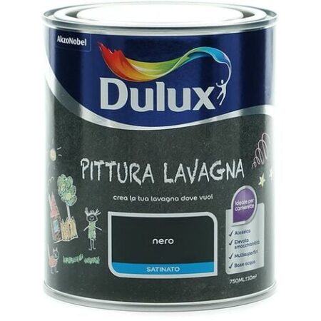 Dulux Pittura Nera all'Acqua Effetto Lavagna, 0.75 Litri, Nero