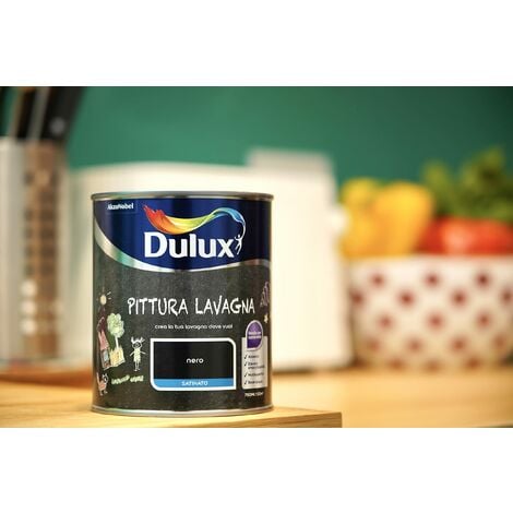 Dulux Pittura Nera all'Acqua Effetto Lavagna, 0.75 Litri, Nero