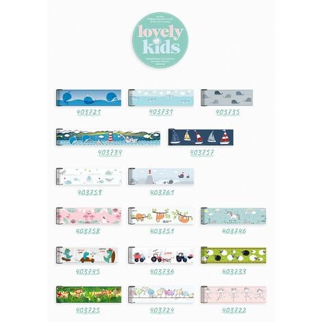 Bordi Adesivi Per Pareti Lovely Kids Dreamy Sky 5.00 m x 0.155 m Grigio Rosa Bianco Prodotto in Germania da A.S. Création 403743