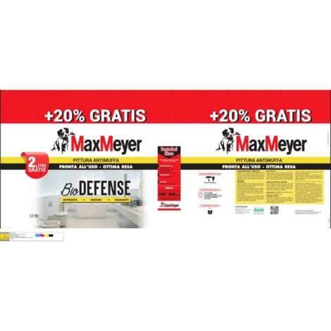 pittura antimuffa pronta all'uso biodefence 10lt + 2lt omaggio - max meyer
