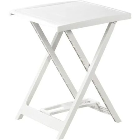 Tavolo Tavolino Quadrato Modello Arno Bianco Pieghevole in Plastica 50x47x65 cm