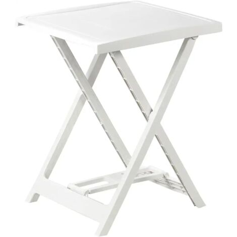 Tavolo Tavolino Quadrato Modello Arno Bianco Pieghevole in Plastica 50x47x65 cm