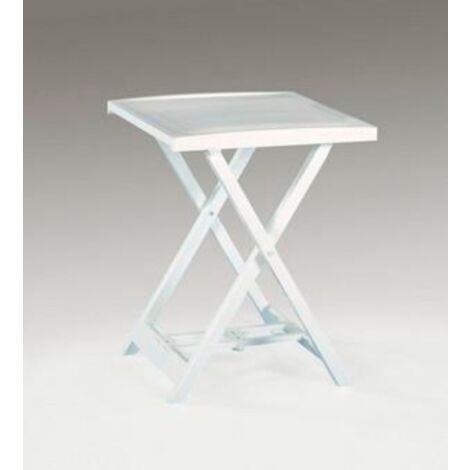 Tavolo Tavolino Quadrato Modello Arno Bianco Pieghevole in Plastica 50x47x65 cm