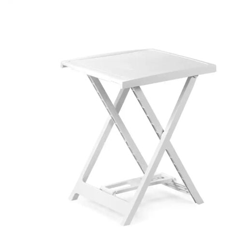 Tavolo Tavolino Quadrato Modello Arno Bianco Pieghevole in Plastica 50x47x65 cm