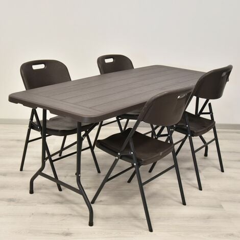 TAVOLO IN METALLO E PVC PIEGHEVOLE 180X75cm - PIC-NIC CAMPEGGIO FIERE SAGRE - STAMPO EFFETTO LEGNO