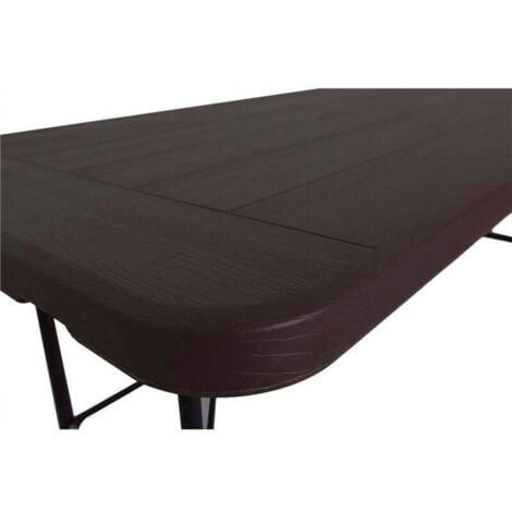 TAVOLO IN METALLO E PVC PIEGHEVOLE 180X75cm - PIC-NIC CAMPEGGIO FIERE SAGRE - STAMPO EFFETTO LEGNO